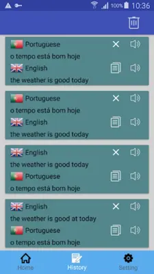 English Portuguese Translator android App screenshot 2